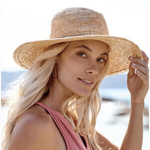 HAT ATTACK beaded rim straw hat